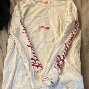 Budweiser White Long Sleeve with Red Logo